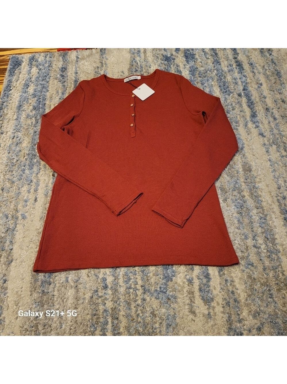 Michelle Mae XL **Waffle Knit Top** Rust New